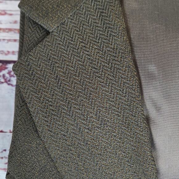 Oscar de la Renta Wool Tweed Blazer Mens 42R Brown Olive Hue Sport Coat Business - Picture 2 of 16